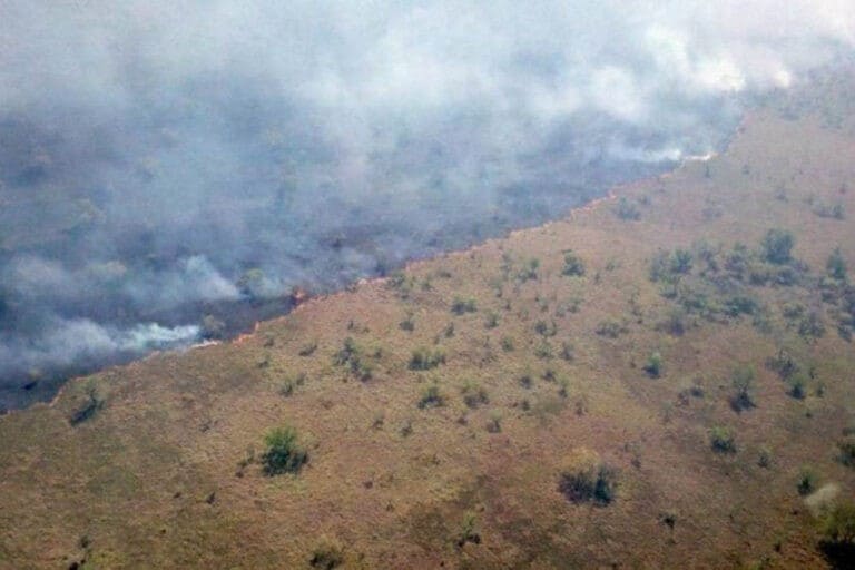 Incêndio atinge a Ilha do Bananal, no Tocantins em 2020. Crédito: Assessoria de Comunicação – CBMTO.
